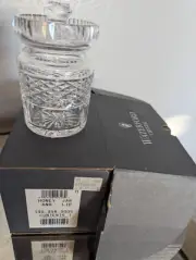 Vintage WATERFORD Crystal Honey Pot, Condiment Jar w/ Lid. Made in Ireland