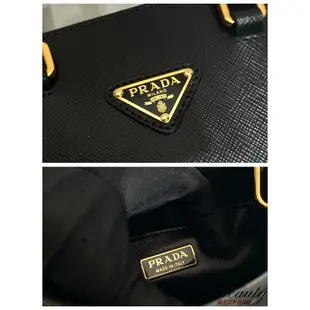 PRADA 普拉達 Saffiano 新款 黑色 小號 琴譜包 托特包 手提 單肩包 斜挎包1BA333