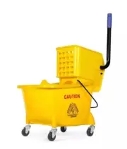Commercial Rolling Mop Bucket with Down Press Wringer, 26-Quart Capacity Yellow