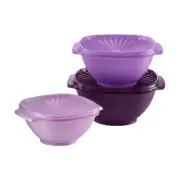 Tupperware Heritage Bowl Set of 3 Purple - Plastic Food Storage Containers New