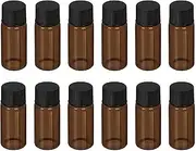 20ml Amber Glass vials,12 Pcs Screw Cap Beads Bottles,Bottle Test Tubes,Sample Vials,Containers Flat Test Tubes Solid Bottle, Refillable Empty,for Essential Oils, Perfume, Leak Proof Travel(Brown)