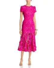 Milly Tahlia Cady Lace Short Sleeve Midi Dress