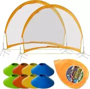 10Pcs 2.5Fts Pop Up Football Goal Nets with Soccer Cones and Carrying Case