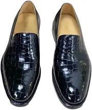 [Generic] Authentic Crocodile Belly Skin Handmade Men Dress Shoes Genuine Alligator Leather Cowskin Outsole Male Slip-on Business Loafers