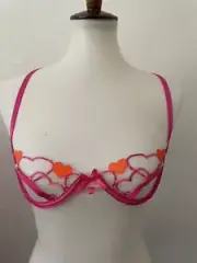 PrettyLittleThing Lingerie Women Sz XS Bra Sheer Embroidered Heart NWT