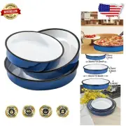 High-Temperature Resistant Blue Enamel Roasting Pans - 10.2/12.6/14IN