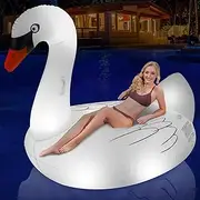 Big Flamingo Pool Floats Solar Powered Swan Pool Floats Adult w/LED Color Changing Lights, 69'' Large Inflatable Pool Floaties w/Cup Holder, Turtle Lake Float Lounger