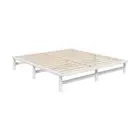 Oikiture Wooden Bed Frame King Size Solid Pine Wood White