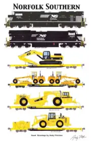 Norfolk Southern TTX Construction Tractor Train 6 magnets Andy Fletcher