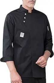 [SUIOPPYUW] Fashionable Coat Winter Long Sleeve Kitchen Apron Buttons with Front Pockets T-shirts Professional Tops for Restaurant