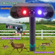 Solar Indoor & Outdoor Motion Sensor Alarm Strobe Light Cat Dog Animal Repeller