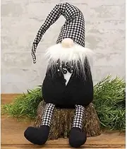 [CWI Gifts] Black & White Buffalo Check Tuxedo Gnome