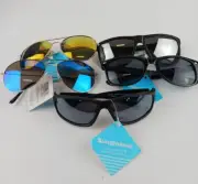5 PACK FGX SUNGLASSES MIXED LOT BLACK OVAL, 2 AVIATOR & 2 MIRRORED 100% UVA/UVB