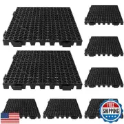 Tioncy 8 Pcs Bar Countertop Supplies Interlocking Rubber Mats 12 x 12 Inch Bl