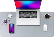 Leather Mouse Mat Protector Office Desk Mat Large Mouse Pad, Non-Slip PU Leather Desk Blotter, Laptop Desk Pad, Waterproof Desk Writing Pad for Office and Home (Gray, 80x40cm)
