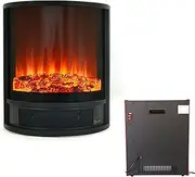 Freestanding Electric Fireplace Stove Heater Portable Fire Place with Log Burner Flame Effect Wood Burning LED Light Indoor Space Heater Black 1750W