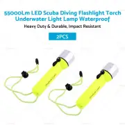 2PCS Waterproof Bright LED Scuba Diving Flashlight Torch Underwater Light Lamp