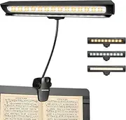 Rechargeable Book Light, Clip On Music Stand Light, 19 LEDs Reading Light - 3 Level Brightness Settings 3 Color Temperature Optional, LED Desk Lamp Perfect for Piano, Reading, Sewing, Working, Office