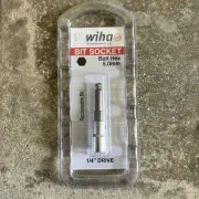 Wiha 71776 Ball-End Hex Metric Bit Socket, 1/4" Square Drive, 5.0mm x 51mm