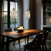 Glaze Pendant Light w/ Hand Blown Glass (Dark Stone Mosaic Ellipse)