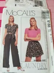 McCalls Pattern 8818 Skort Pants Front Tie Cropped Tops Tee Sizes 8 10 12 UNCUT