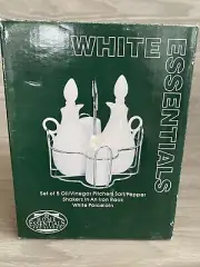 Home Essentials White Porcelain Oil, Vinegar, Salt & Pepper Set