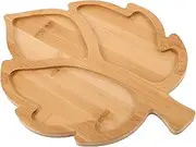 EXHUMKY Wooden Serving Platter Leaf Shape Divided Sections Ideal for Serving Entertaining Decor