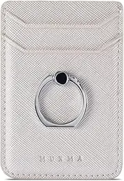 Lnobern Premium PU Leather Phone Card Holder Stick On Wallet with Ring Kickstand for iPhone and Android Smartphones