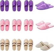Hyuetrsa 12 Pcs Guest Slippers Washable ,House Shoes for Guests Bulk Washable Non Slip Disposable Slippers For Guest, Washable Closed Toe Soft Coral Fleece Hotel Slippers House, Indoor, Bathroom, Spas