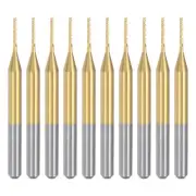 10pcs 0.8mm Titanium Coat Carbide End Mill Engraving CNC Router Bits 1/8" Shank