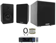 Rockville BLUAMP 150 Amplifier w/ Bluetooth+(2) 5.25" Bookshelf Speakers+8" Sub