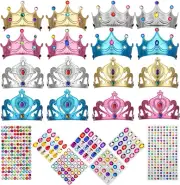 16 Packs Foam Princess Crowns and Tiaras for Birthday Party Favors Hats Colou...