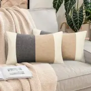 Boho Lumbar Pillow Covers Cream White and Grey Throw Pillow Covers 12X20 Set