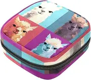 Period Bag,Sanitary Napkin Storage Bag,Alpaca Llama Portrait Funny Style,Tampon Bag for Purse