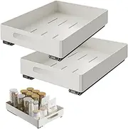 2 Pack Pull Out Cabinet Organizer,Pull Oust Drawers for Cabinets, Slide Out Drawers Shelves,Multifunctional Drawer Organizers for Kitchen, Pantry, Bathroom, Bedroom (White)