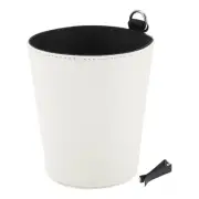 Car Trash Can Hanging Front Rear Seats Faux Leather Trash Bin White 1 Pcs