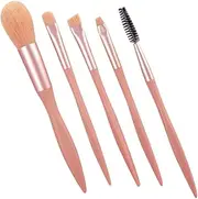 [Generic] 5pcs Set Makeup Brush Set Lip Liner Hourglass Makeup Kit Spatula Wipes Lipstick Tint Lip Gloss Setting Spray Cosmetics Makeup Remover Makeup Bag Sponge Artificial Fiber Pink
