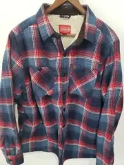 NWT Mens Coleman Fleece Sherpa Lined Shirt Jacket Size Medium Flannel Blue Red