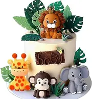 JeVenis Jungle Baby Shower Cake Decoration Safari Animals Decoration Wild One Cake Decoration Two Wild Cake Topper Giraffe Monkey Cake Topper