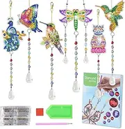 Gmpajhl 6 Pcs Diamond Painting Double Sided 3D Diamond Art Kits Diamond Wind Chime Ornaments with Crystal Gem Paint by Number Decorating Home Window Verandahs Car Bedroom