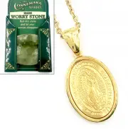 Irish Connemara Marble Worry Stone & Lady Guadalupe Pendant - J.C. Walsh & Sons