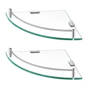 Glass Corner Shelf for Bathroom Corner Shelf 2 Pack Tempered Glass Shelf with Ra