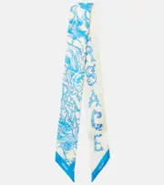 [Versace] Versace Underwater Barocco silk twill scarf One Size blue