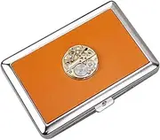 [Lorxilar] Cigarette Case Leather for 100MM King Size, Ultra Slim, Copper Cigarette Holder Case Business,One Size,Orange