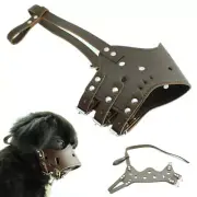 Adjustable Leather Pet Dog Muzzle Soft Mouth Mask Prevent Bite Small Large Size