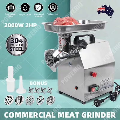 2200W 2HP Commercial Meat Mincer Electric Grinder Sausage Maker Filler 320Kg/H