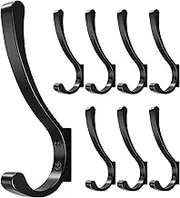 Coat Hanger Hooks Wall Mount - Backpack Hooks,Metal Wall Hooks For Hanging Heavy Duty,Screw In Hooks For Hanging Clothes,Black Coat Hooks For Wall,Purse Hanger For Wall,Wall Mounted Bag Hooks (8 Pack)