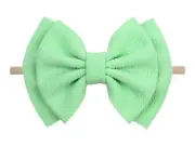 Girls Baby Waffle Big Bow Headband - Mint Green