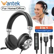 3in1 Wired Headset USB/Type-C/3.5mm with Microphone Stereo Gaming Work Headphone