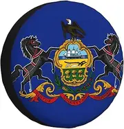 Pennsylvania State Flag Tire Cover,Wheel Cover All-Weather Protection for Trailer,SUV,Truck &More,14 15 16 17 Inches